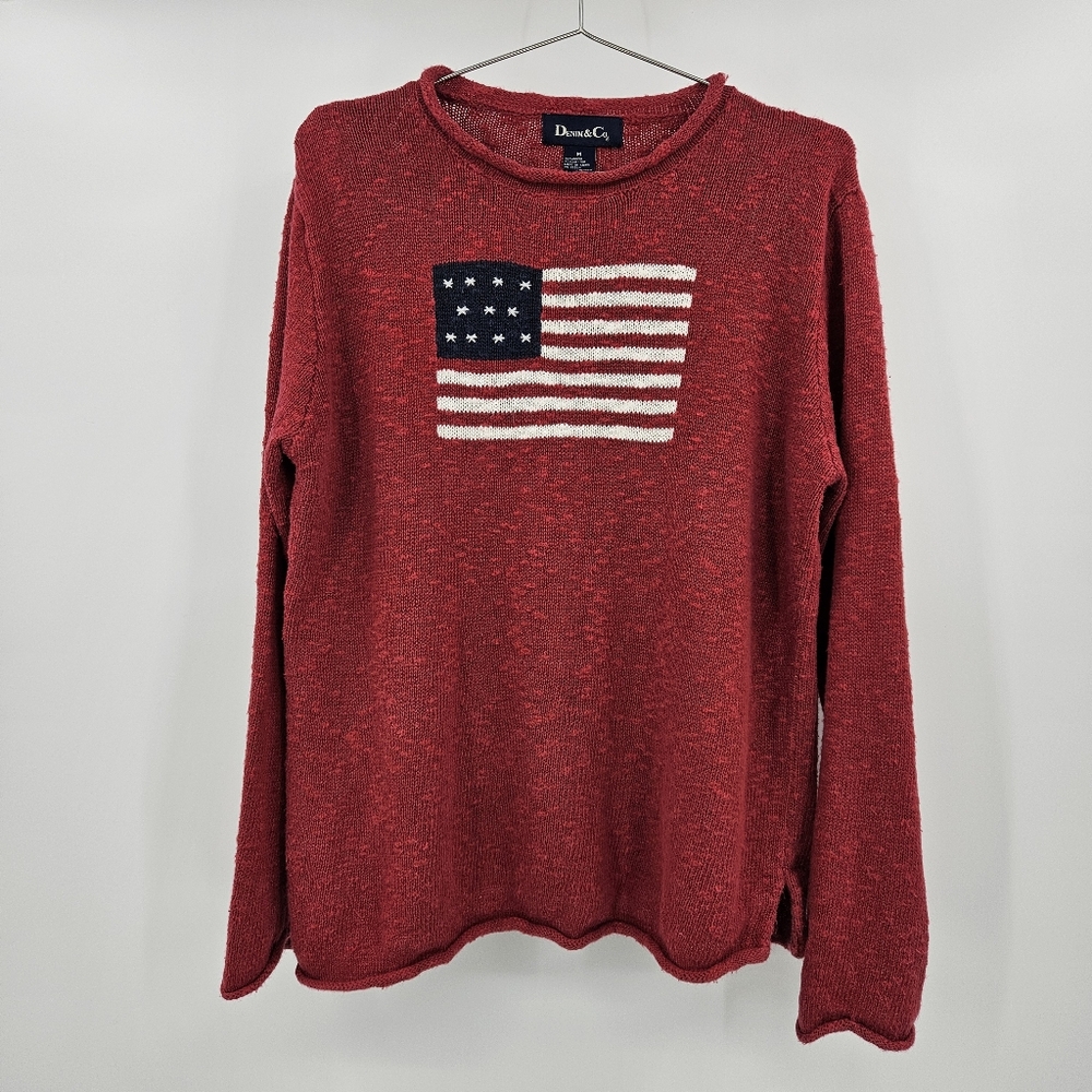 Vintage Denim & Co Knit American Flag Sweater Medium